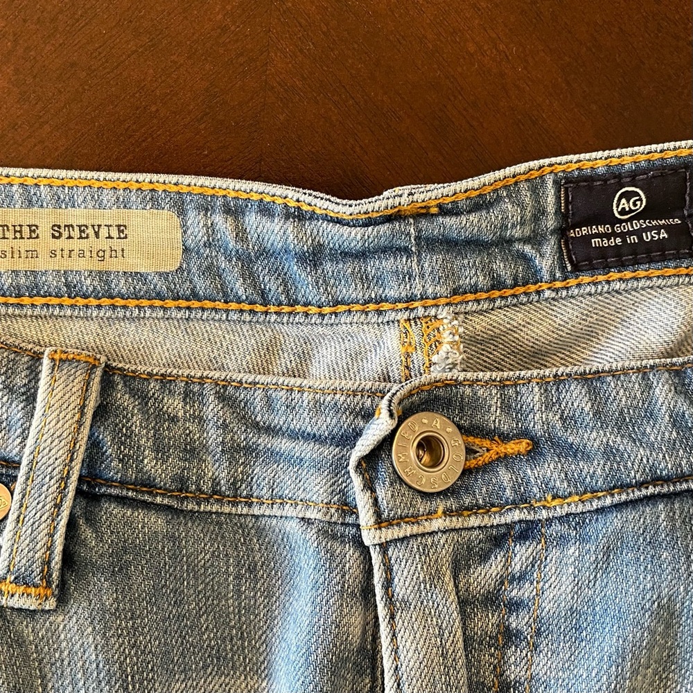 AG The Stevie Slim Straight Jeans Women's Light Wash Size 31 Made In USA Premium - Picture 6 of 8